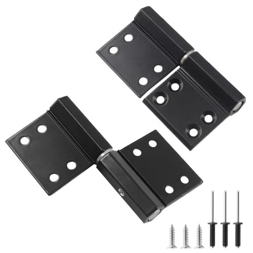 Biaungdo 2 Pairs Lift Off Hinge Flag Hinges, 3⅞ X 3¾ Inches Black Detachable Door Hinges Stainless Steel Door Hinge With Mounting Screws, Rivet #TOP29