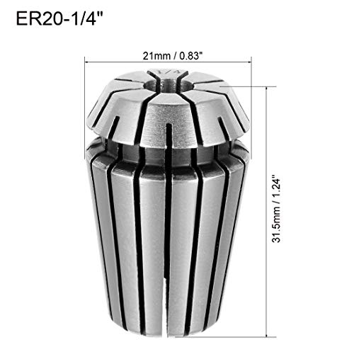 Uxcell Er20 1/4" Spring Collet Chuck For Cnc Engraving Machine Lathe Milling Tool #TOP1