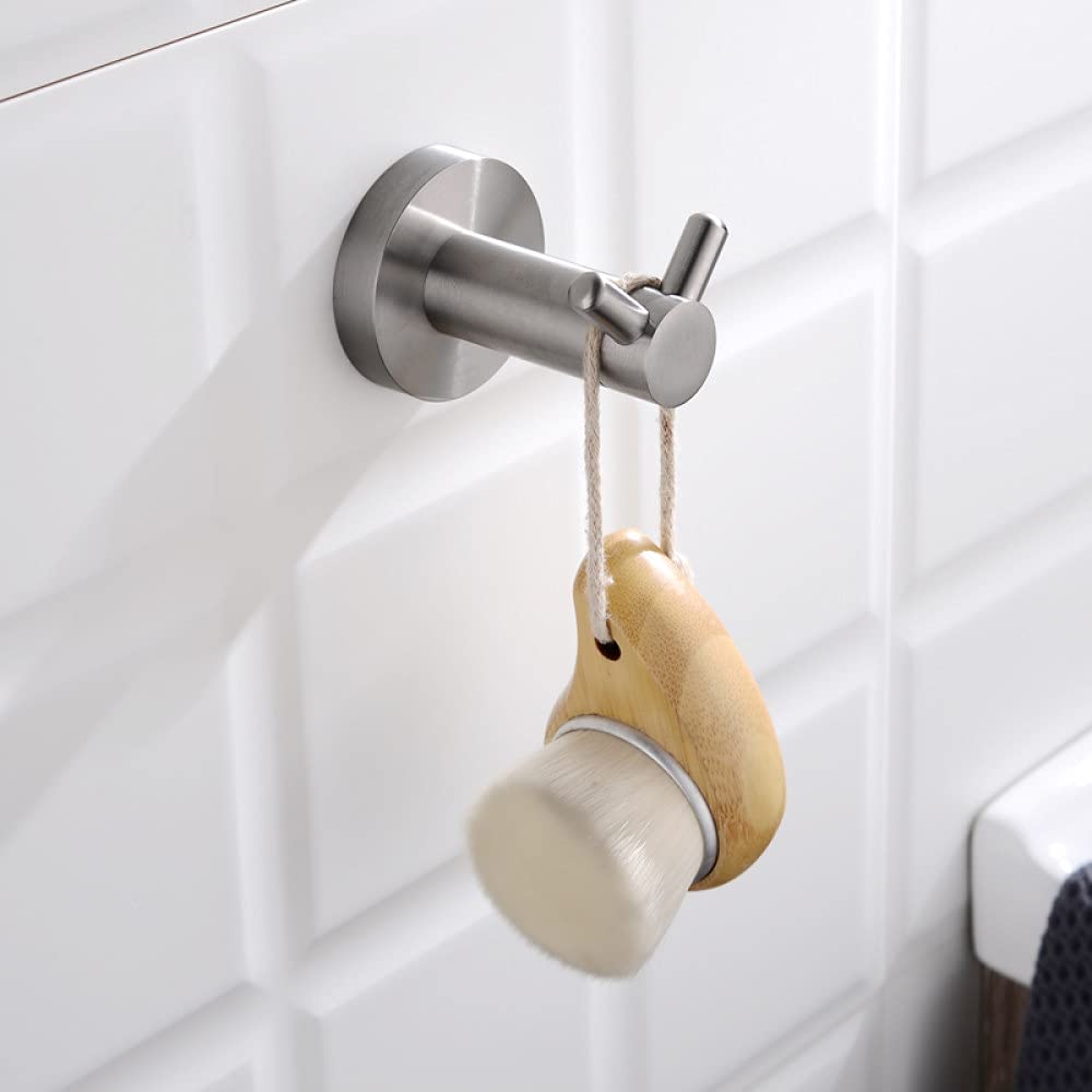 Acero inoxidable cepillado en forma de V Toalla Abrigo Bufanda Bata Gancho Baño Baño Ganchos Montaje en pared, 2 piezas