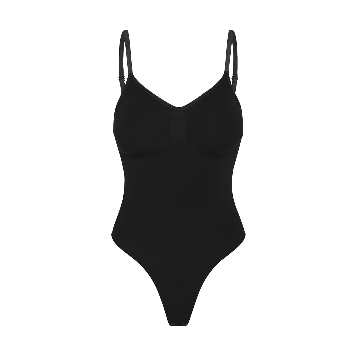 creamy fabrics Damen Figurformender Shapewear Bodysuit mit String-Rückenteil – Nahtloser Body für unsichtbaren Sitz – Starke Kompression Bauch & Taille – Verstellbare Träger