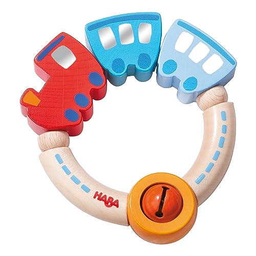 Hochet Petit Train Haba 003871 pour l'éveil premier âge du bébé
