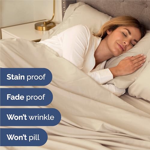 Image of Cal King 6 Piece Bed Sheet Set - Comfy, Breathable & Cooling Sheets - Wheat | Ultra-Soft Hotel Luxury Bedding Set with 8-16 Inch Deep Pockets, 1 Flat & 1 Fitted Sheet & 4 Pillowcases, Wrinkle & Fade Free