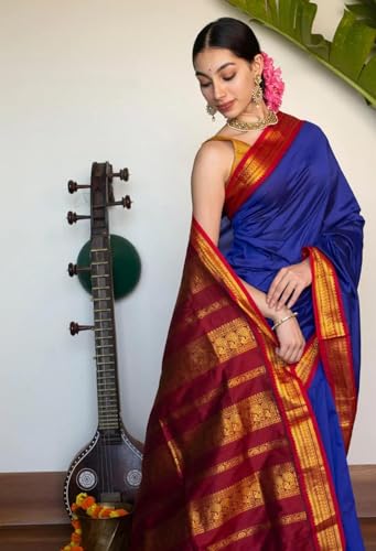 Image of South Cotton Gadwal Saree for Women | Celebrity Inspired Traditional Ethnic Wear | Chettinad & Kalyani Cotton Sarees | Soft Cotton Saree with Blouse Piece