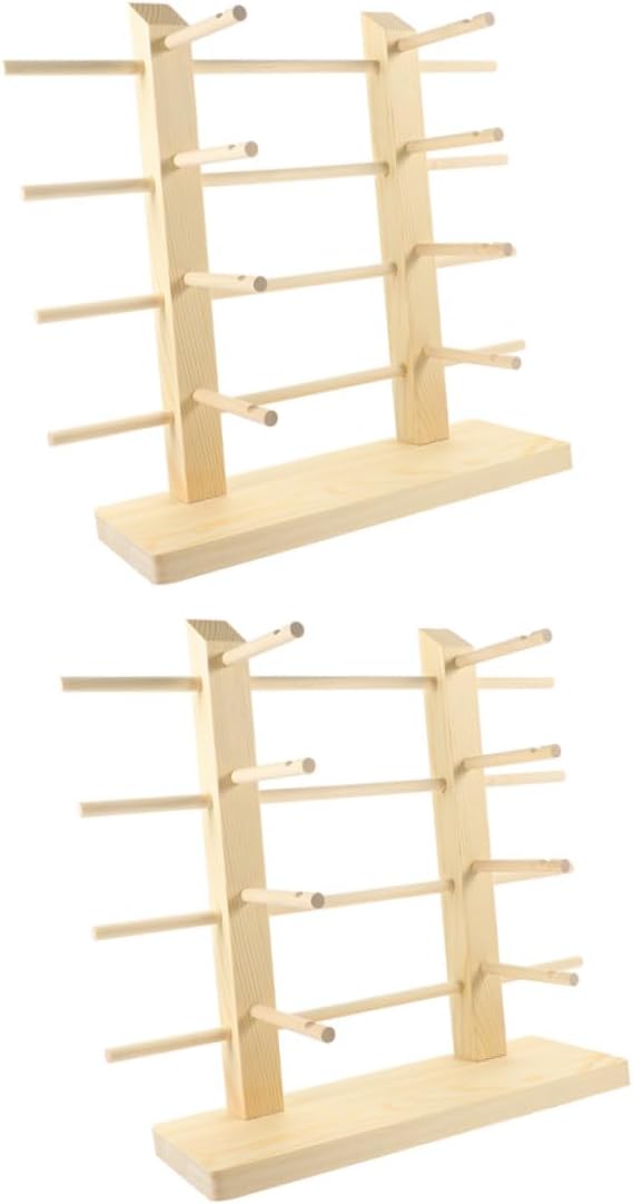 2pcs Wooden Eyeglasses Display Stand with Double Tier 8-pair Sunglasses Storage Rack for Home and Retail Tabletop Organizer