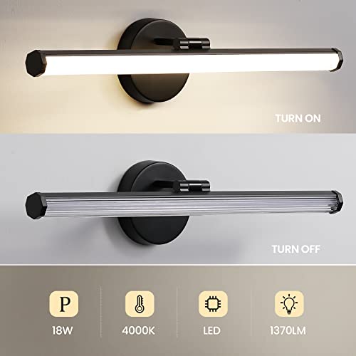 KAISITE Bathroom Light Fixture Over Mirror - Black Vanity Light 18W 4000K LED Bathroom Lighting Fixture Angle Adjustable 22 Inch Modern Vanity Light Bar for Bedroom Living Room by KAISITE - Image 7