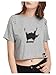 SweatyRocks Women's Short Sleeve T Shirt Graphic Print Distressed Crop Top Gesture Light Grey X-Large