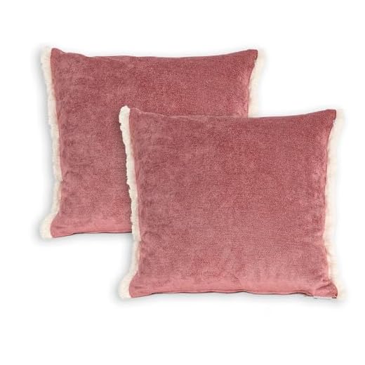 TAPIDECOR | 2 Fundas de Cojín | Modelo Gris y Triángulos Rosa | Decoración Hogar | Cojin para Cama, Sofa, Salon o Terraza | Diseño Moderno y Elegante | Sin Relleno | Color Malva Amoratado | 50x50cm