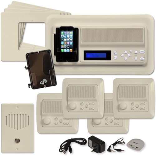 IST Retro Music & Intercom System Package, 4 Rooms (Horizontal Frames), Almond (RETRO-MH4PACA)