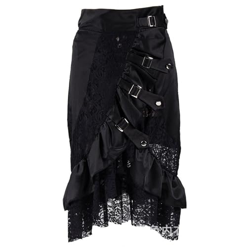 Summer Boho Tulle Flowy Skirts for Women Trendy Vintage Gothic Black Asymmetrical Pleated Hem Lace Short Skirt4
