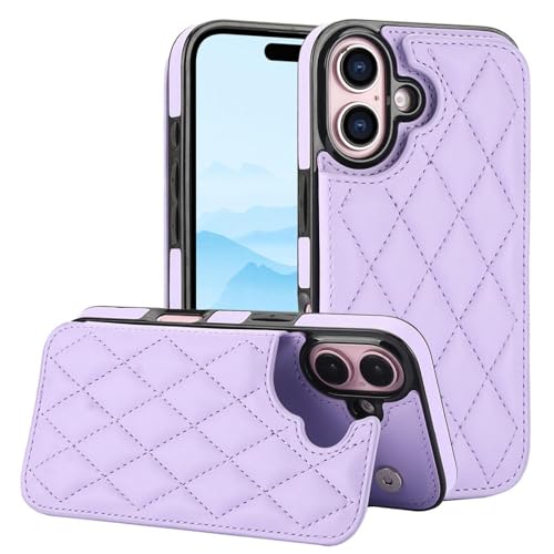 Housse iPhone 12 Mini en cuir violet à losanges pour bouger léger