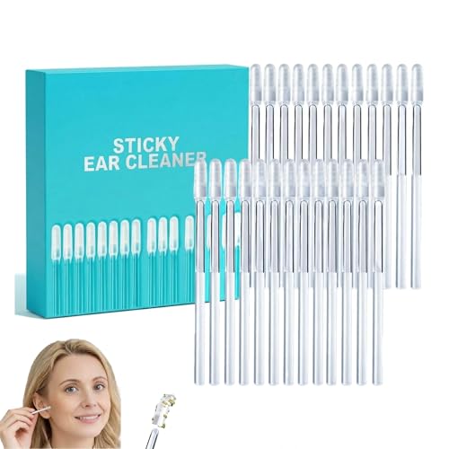 Sticky Cleaning Ear Stick Gentle Reusable Soft Spiral Head Adhesive Ear Pick for Safe Ear Cleaning with Gentle Removal Stick for All Ages (4mm-24 pcs)