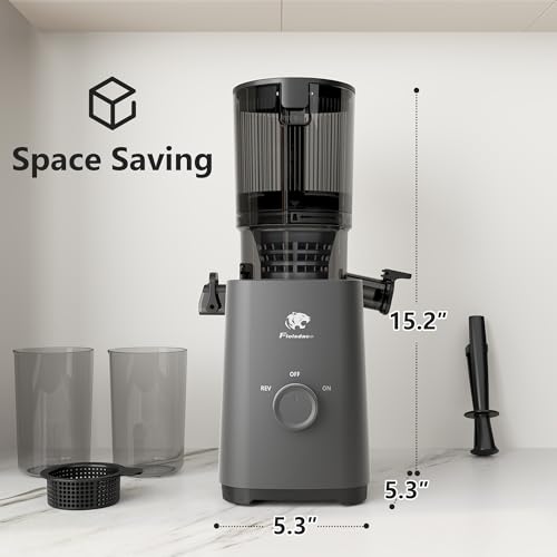 Image of Cold Press Juicer Machines, 5.3 inch Large Feed Chute Slow Masticating Juicer, Powerful AC Brushless Motor Fit Whole Fruits & Vegetable, 99% Juice Yield, Ultra Quiet, Easy Clean