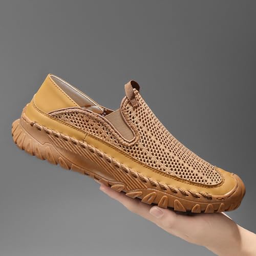 Men's Casual Handmade Breathable Hollow Mesh Loafers Outdoor Lightweight and Fashionable Soft Soled Driving Shoes2