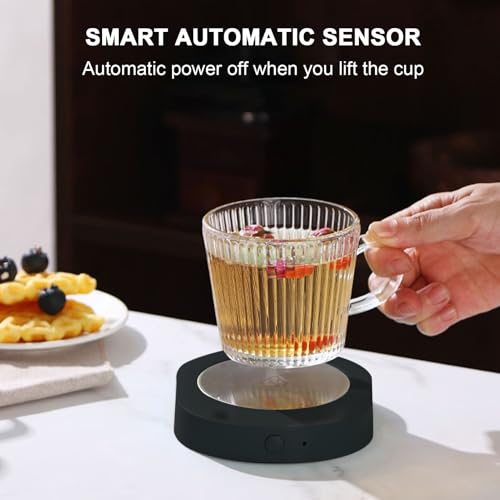 Coffee Mug Warmer, Compact Design, 11x14.6cm, Cup Warmer Coaster, Tea Mug Heater, Energy-Efficient and Safe, for Home Business Meeting Kitchen Dining Table