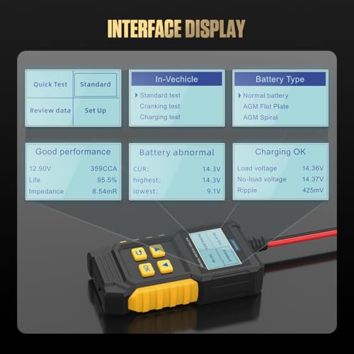 Image of Car Battery Tester 12V Battery Load Tester AUTOOL BT360 6V-30V DC Charging Cranking Test 100-2000 CCA Automotive Alternator Tester Digital Auto Battery Analyzer for Vehicle Truck Motorcycle SUV Boat