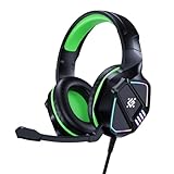 ゲーミングヘッドセット 有線 3.5mmジャック ノイズキャンセリングマイク+高遮音設計 サラウンドサウンド 40mmドライバー 軽量260g RGBライト PS5/PS4/Xbox/PC対応 黒＋緑