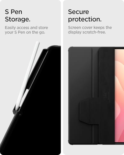 Image of Spigen for Galaxy Tab S11 Ultra Case (2025), Ultra Hybrid Pro Protective Tri-Fold Cover with Transparent Back and S Pen Holder, 14.6 inch, Black