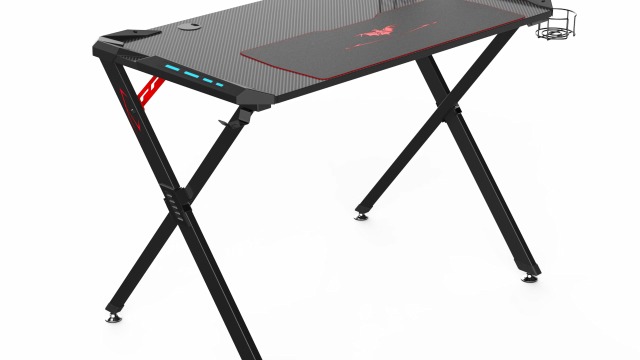 Gaming Desk Bureau d'ordinateur de jeu avec porte-gobelet et crochet