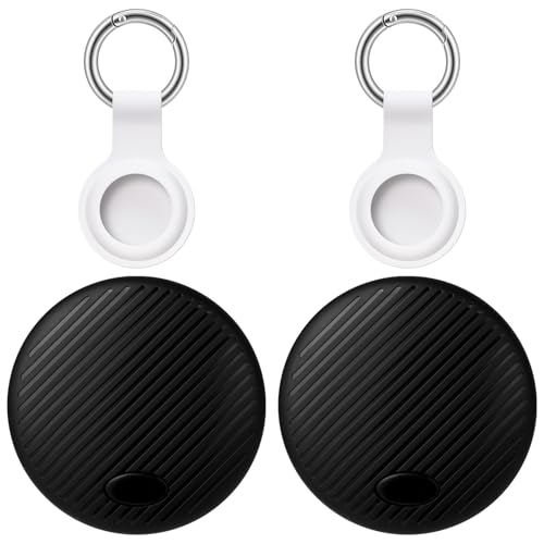 Ainiv Air Tracker Tag 2er Pack, Smart Tag Finder Kompatibel mit Apple Wo ist? (iOS NUR) mit Schutzhülle, Wasserdichter Gegenstandssucher, Bluetooth-Schlüsselfinder für Geldbörse/Gepäck/Taschen Schwarz