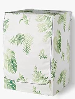 Washing Machine Cover Outdoor Washing Machine Cover Front Load Automatic Washer Protection Cover Waterproof Dustproof for Most Dryers and Front Washing Machines (Green Plant Leaves)