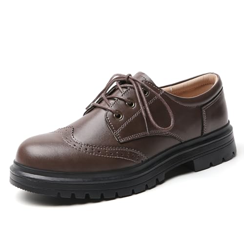 Image of Women's Oxford Shoes Classic Brogue-Style Platform Casual School Dress Shoes