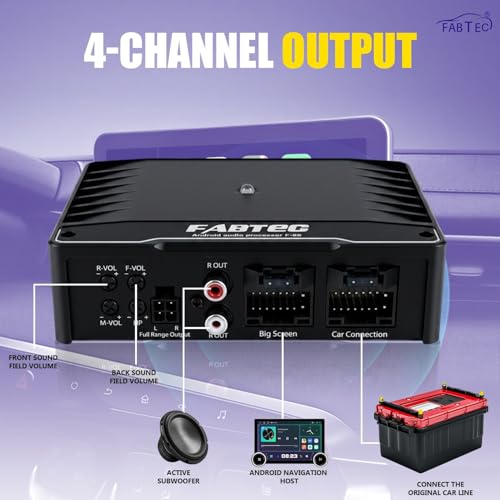 Image of FABTEC Car Android DSP 6 Channel Amplifier 70W RMS x 4 Speakers + 2 x TWEETERS + 1 SUBWOOFER Ultra Slim Mini Sound Booster for Car Android Stereo