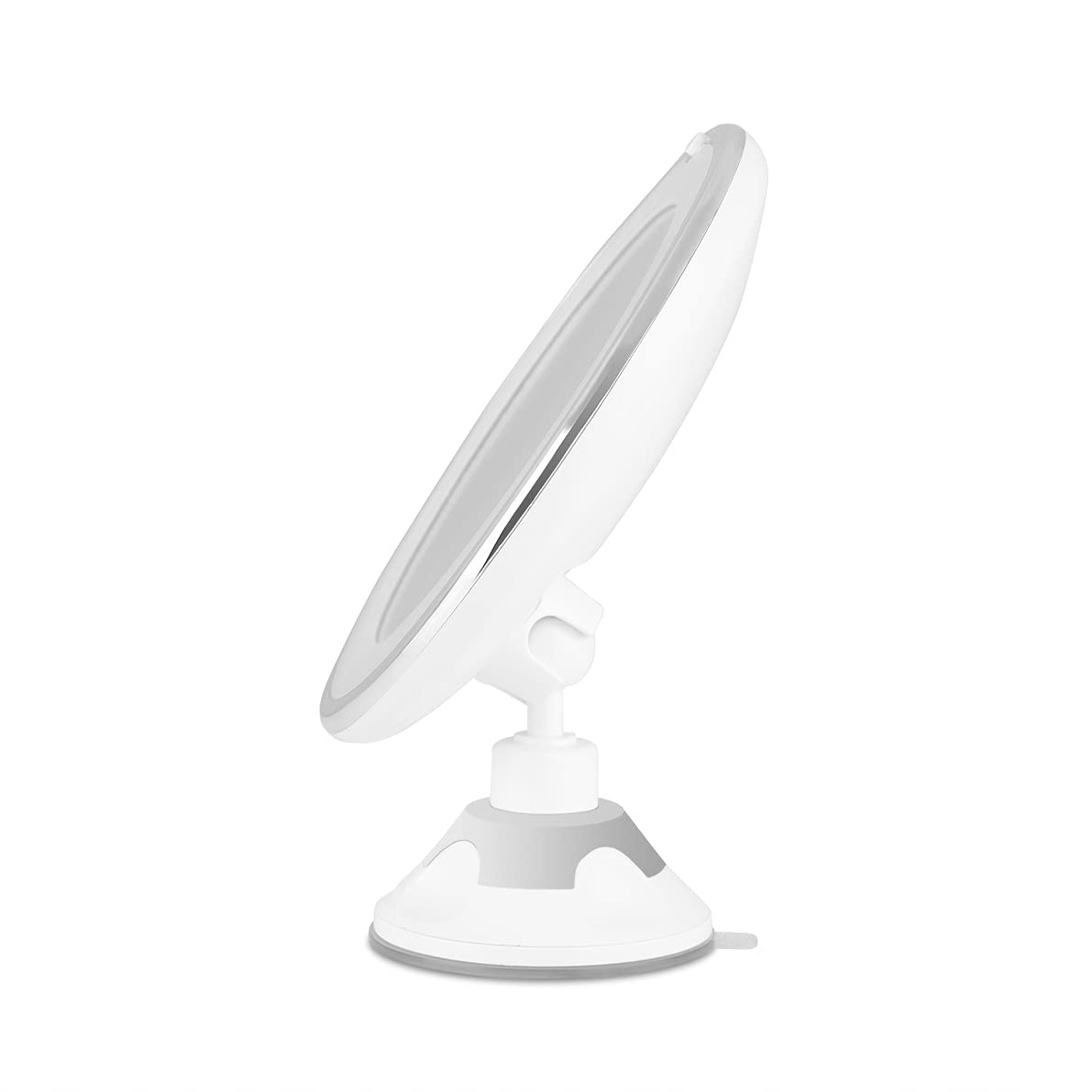 Orbegozo ESP 1010 - Espejo cosmético con luz LED, orientable 360 Grados, Aumento 10x, Ventosa Ajustable, Vidrio óptico, Funciona a Pilas, Gris, Blanco