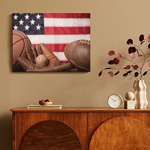 Baseball & Basketball & Rugby & Flag Art Posters, Room Aesthetics Wall Art Sports Decor Canvas Wall Art Prints For Wall Decor Room Decor Bedroom Decor Gifts 24X32Inch(60X80Cm) Frame-Style #TOP4