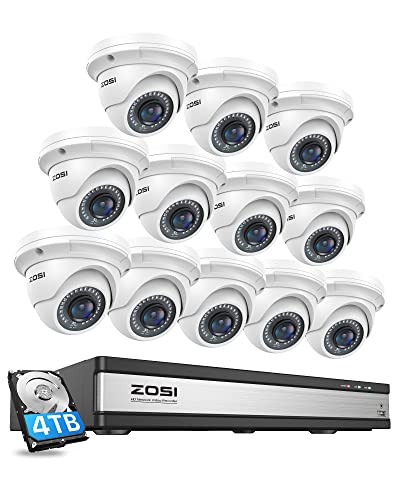 Image of ZOSI 4K 16CH POE Security Camera System with 4TB HDD, 12pcs 5MP Metal Cams
