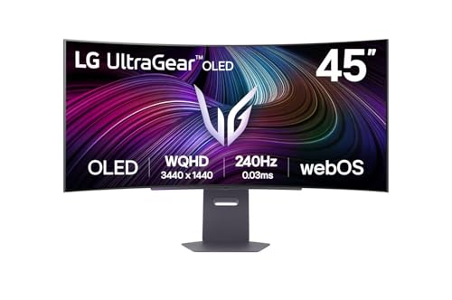 LG Ultragear™ 45GX90SA-B Curved 45 Zoll (117,7 cm) – OLED-Panel, Auflösung WQHD (3440 x 1440), 0,03 ms GtG 240 Hz, DisplayHDR™ TrueBlack 400, DCI-P3 98,5% (CIE1976), AMD FreeSync Premium, NVIDIA G-S