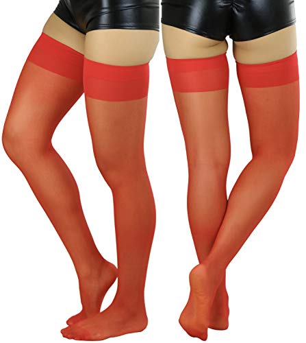 Image of ToBeInStyle Women's Sheer Banded Thigh High Socking w /Opaque Band