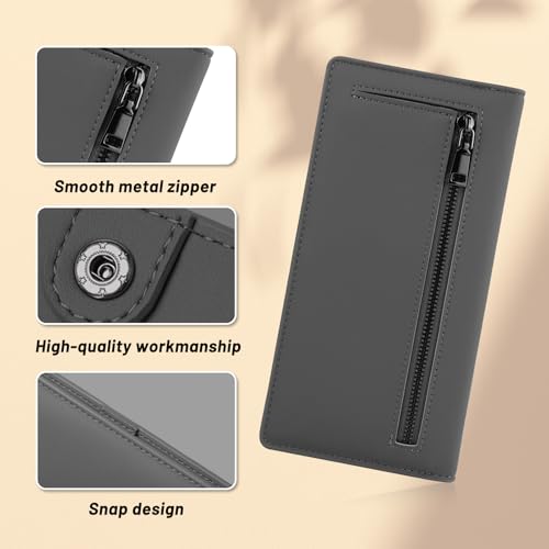 Long Womens Wallet, PU Leather Large Rfid Wallet Women, Bifold Clutch Wallet Credit Card Wallet with ID Window Coin Zip Pocket for Daily (Green)3