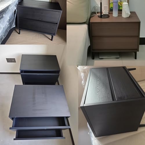 Wood Grain Nightstand with Storage Drawer, Bedside Table for Bedroom & Living Room, Easy Assembly Sofa Side Table, Durable Metal Slide Rail, Oak Finish, 45cm/17.72in