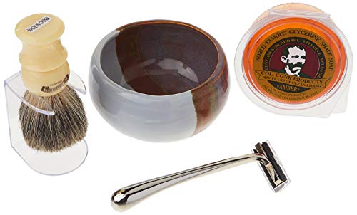 Colonel Conk Model 232 Santa Fe Shave Cup, Mixed Badger Brush, Ch...