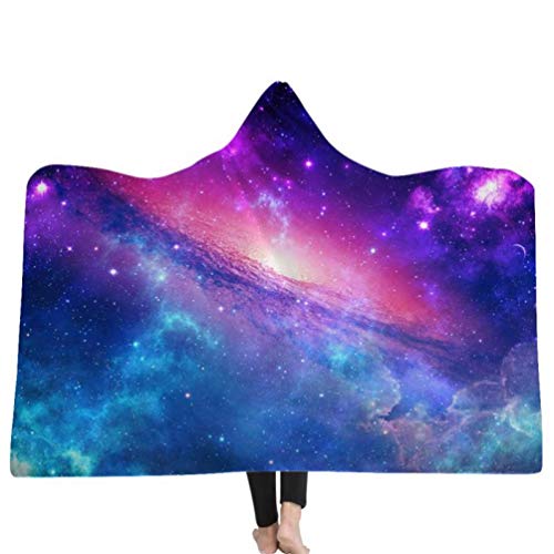 Starry Sky Peluche Stampato in Microfibra con Cappuccio Blanket Adulti Bambini Sherpa Fleece Galaxy Wearable Buttare Coperte TV Coperta Watching