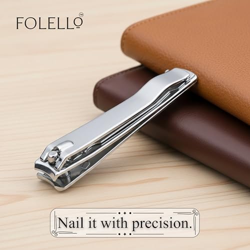 Image of FOLELLO Nail Clipper for Men and Women, Nail Cutter for Professional and Home Use, Stainless Steel Blades Cuts Precisely Elegant design, Easy to Hold Unisex Nail Clipper /Cutter