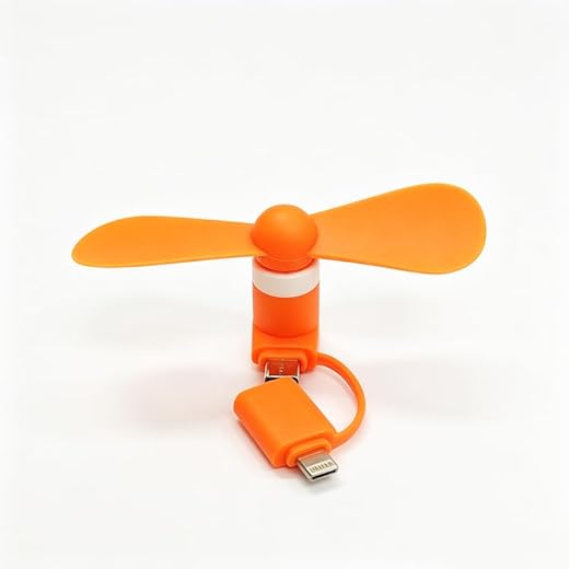 A plus Mini Cell Phone Fan 2-in-1 Mobile Fans Compatible with Phone/Pad/Smartphone/Tablet Fit for Micro Type C/Lightning