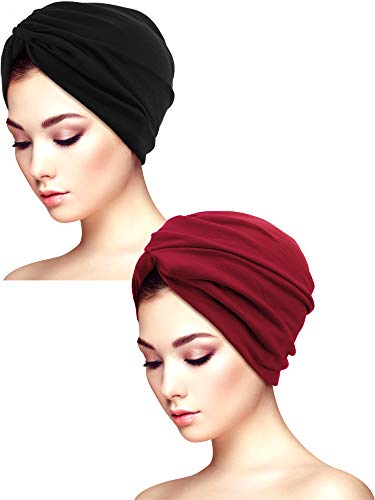 Yaomiao 2 Stücke Schlaf Weichen Turban Kappen Gedruckt Turban Hut Schlaf Hut Headwears für Damen (Farbe Satz 6)