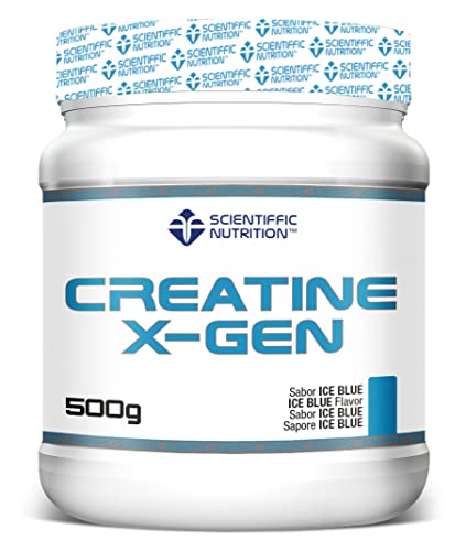 Scientiffic Nutrition - Creatine X-Gen, Creatina Monohidratada en Polvo para el Pre Entreno, Aumentar Masa Muscular, Mejora el Rendimiento Deportivo, Gran Solubilidad - Sabor Ice Blue, 500g
