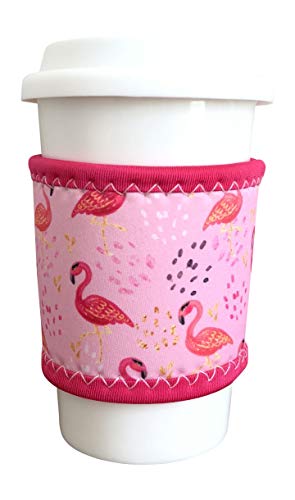 Koverz Pochette à café en néoprène, poignée pour tasse, porte-boisson, manchon à pinte - Flamants roses
