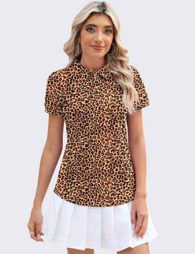 Image of TFSDOD Womens Golf Polo Shirts Collared Short Sleeve T Shirt Lightweight Moisture Wicking Polo Casual 3 Buttons Outfits