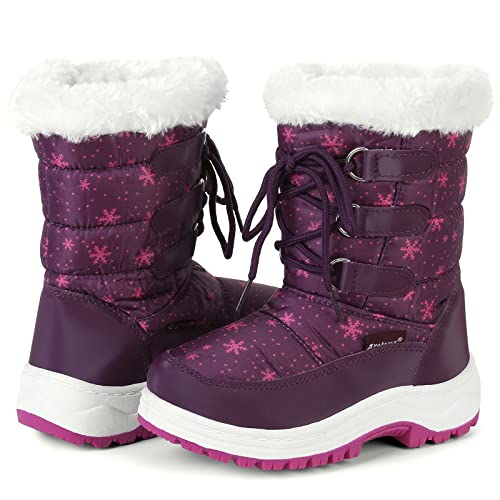 Apakowa FXJFSZK-H8322-PURPLE-22 Kids Girls Insulated Fur Winter Warm Snow Boots (Toddler/Little Kid) (Color : Purple thumb #6