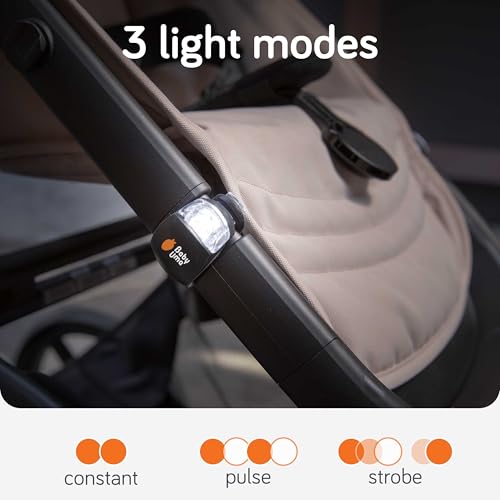 Baby Uma LED Stroller Lights (4-Pack) - Universal with 3 Light Modes (Constant/Pulse/Strobe), Buggy & Bike Lights Front and Back (2 White Headlights & 2 Red Taillights), Clip-On Bike Light - Image 4