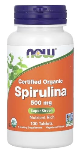Now Foods - Now Foods Spirulina 500mg | Spirulina Orgánica, 500mg | Apoyo al Sistema Inmunológico y Salud General - 100 Tabletas