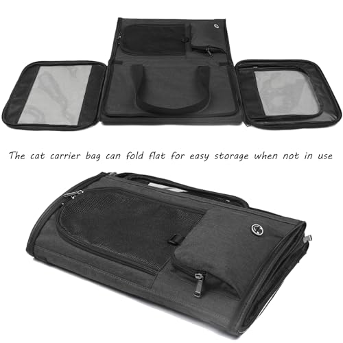 Cozywind Cat Bag Transport Bag Dog Box Foldable Dog Transport Box Cat Transport Box Dog Bag for Small Dogs and Cats Pet Carrier Bag Cat Carrier Bag with Shoulder Strap (Black) - Image 4