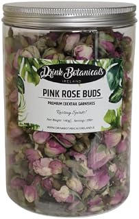 Edible Dried Pink Rose Buds | 200 + Servings | 100% Natural | For Cocktail Garnishes, Baking, Cake Decorations, Soap Making & Tea, Cocktail Flowers, Decorations, Confetti | Dried Roses | 140 Grams