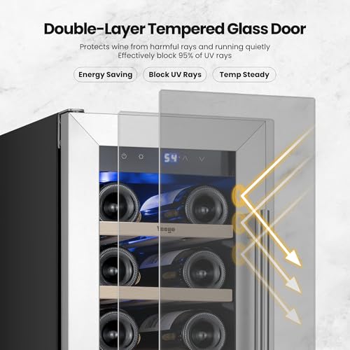 Image of Yeego 12 Inch Wine Fridge, 20 Bottle Wine Cooler with Left-Hinged