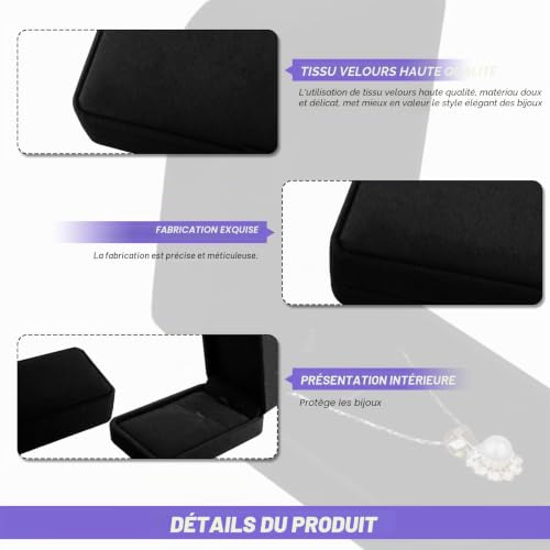Boîte à Collier JMOOT, Petite Boîte Cadeau en Velours Noir pour Bracelet Bijouterie, Boîtes à Bijoux pour Cadeaux de Noël en Bijouterie - 7 * 10 * 3,5 Cm – vue 5