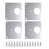 JINCHENG 4 Stück Edelstahl Scharnierreparaturplatte ,Edelstahl Küchenscharnier mit 24 Schrauben, für die Reparatur von Tür Schrank Wohnmöbel Schublade Kisten Fenster(9 cm x 9 cm )
