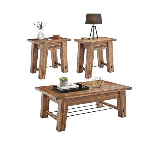 Alaterre Durango Rustic Industrial Solid Wood Coffee Table Set of 3